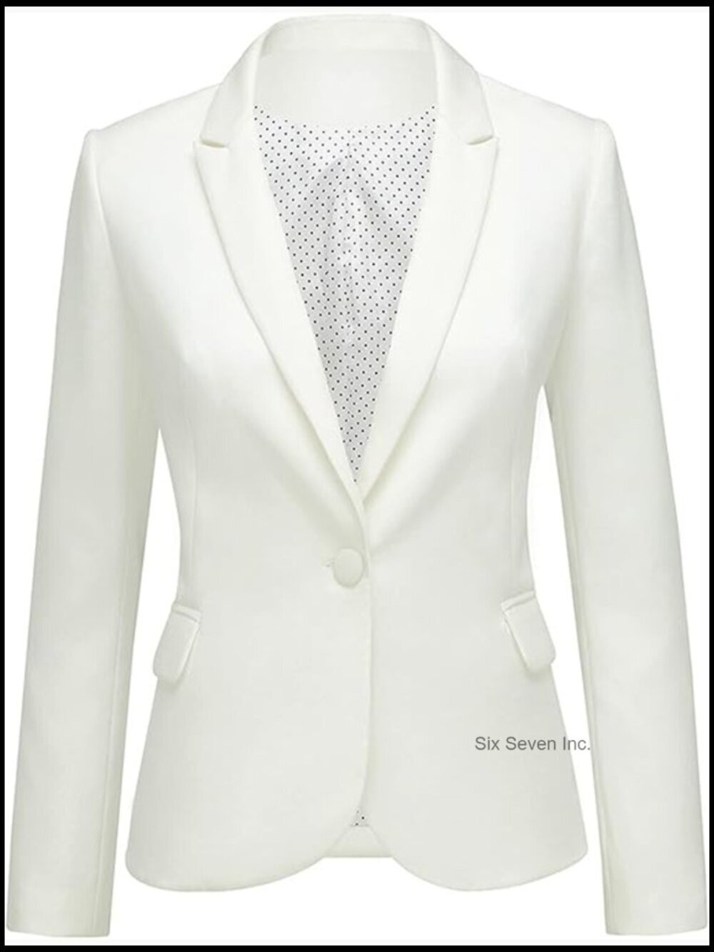 Notched Lapel Blazer Jacket Suit with Pockets for Work Office